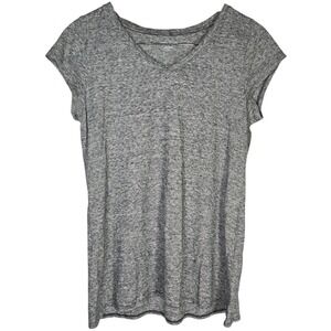Eileen Fisher Short Sleeve V Neck T Shirt Gray Heathered Hemp Organic Cotton‎ S